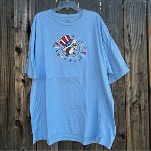 Buc-ees Light Blue Patriotic Short Sleeve Shirt 4X Plus Size